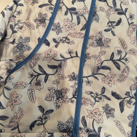 Reversible Quilted Cropped Floral Jacket Blues/White - Picture 10 of 12